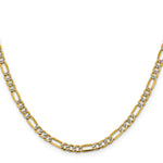 14k 3.9mm Semi-solid with Rhodium PavÃ© Figaro Chain - Product Photo