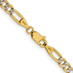 14k 3.9mm Semi-solid with Rhodium PavÃ© Figaro Chain - Product Photo