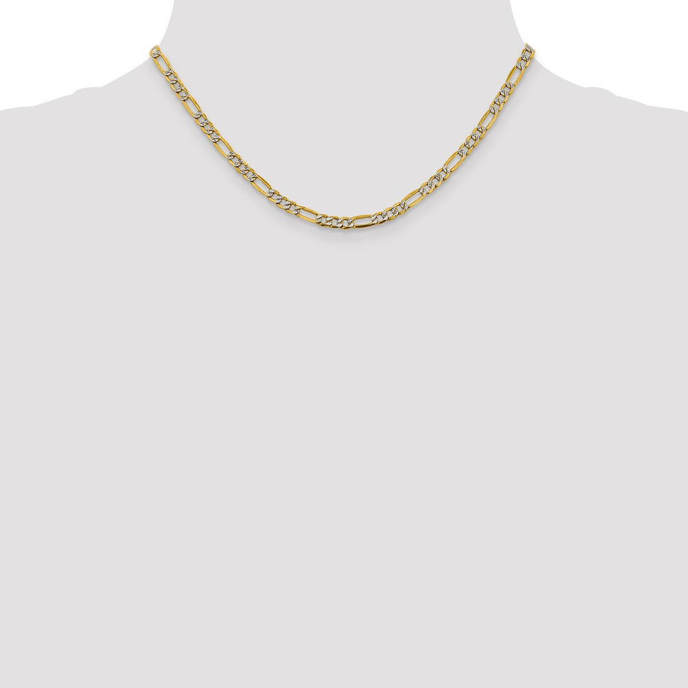 14k 3.9mm Semi-solid with Rhodium PavÃ© Figaro Chain - Product Photo