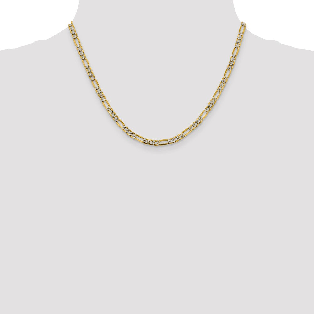 14k 3.9mm Semi-solid with Rhodium PavÃ© Figaro Chain - Product Photo