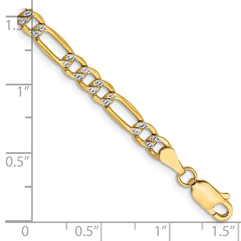 14k 3.9mm Semi-solid with Rhodium PavÃ© Figaro Chain - Product Photo