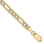 14k 3.9mm Semi-solid with Rhodium PavÃ© Figaro Chain - Product Photo