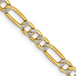 14k 3.9mm Semi-solid with Rhodium PavÃ© Figaro Chain - Product Photo