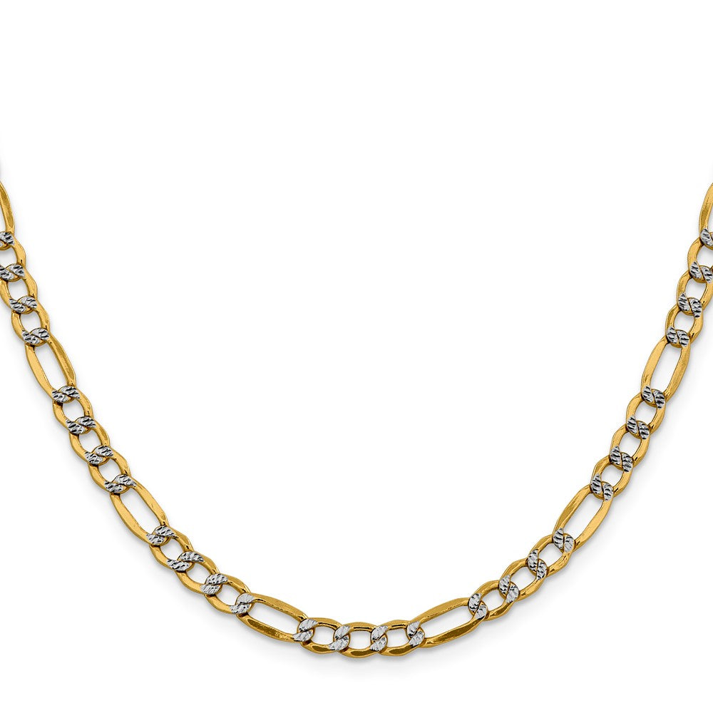 14k 5.25mm Semi-solid with Rhodium PavÃ© Figaro Chain - Product Photo