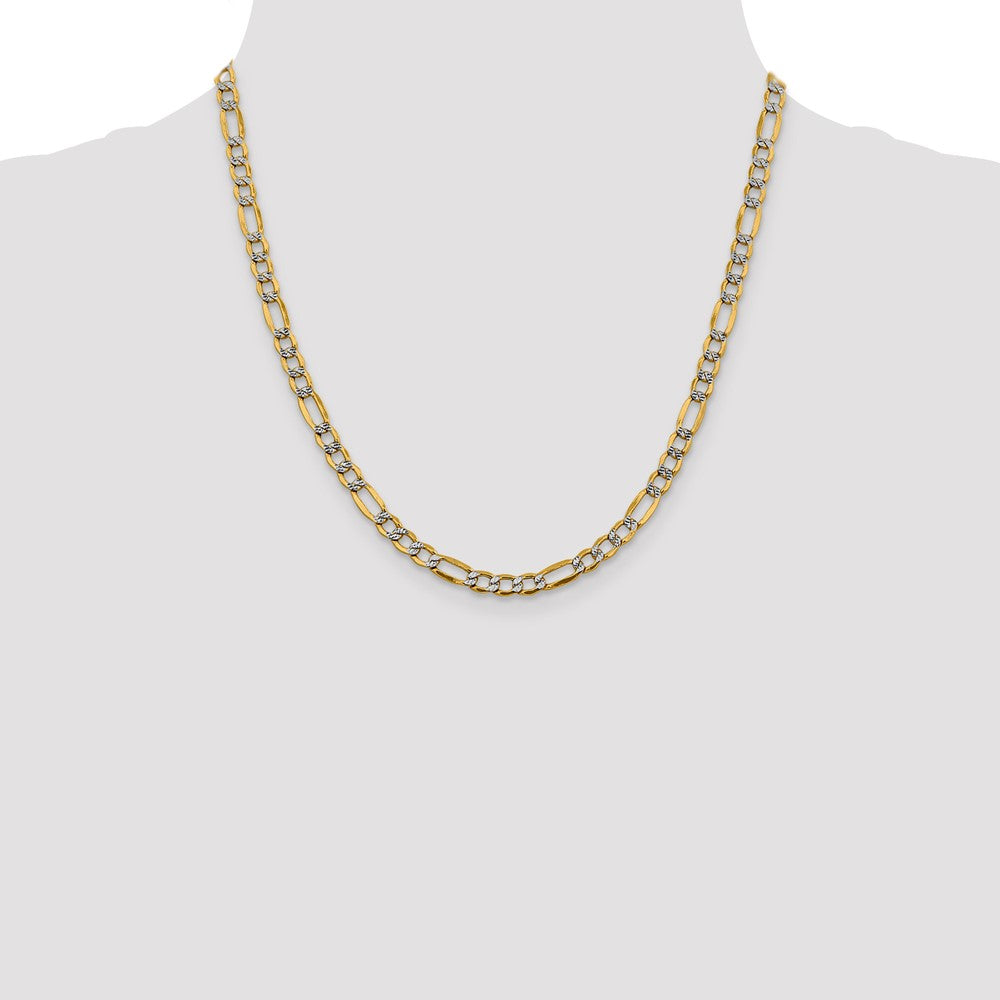 14k 5.25mm Semi-solid with Rhodium PavÃ© Figaro Chain - Product Photo