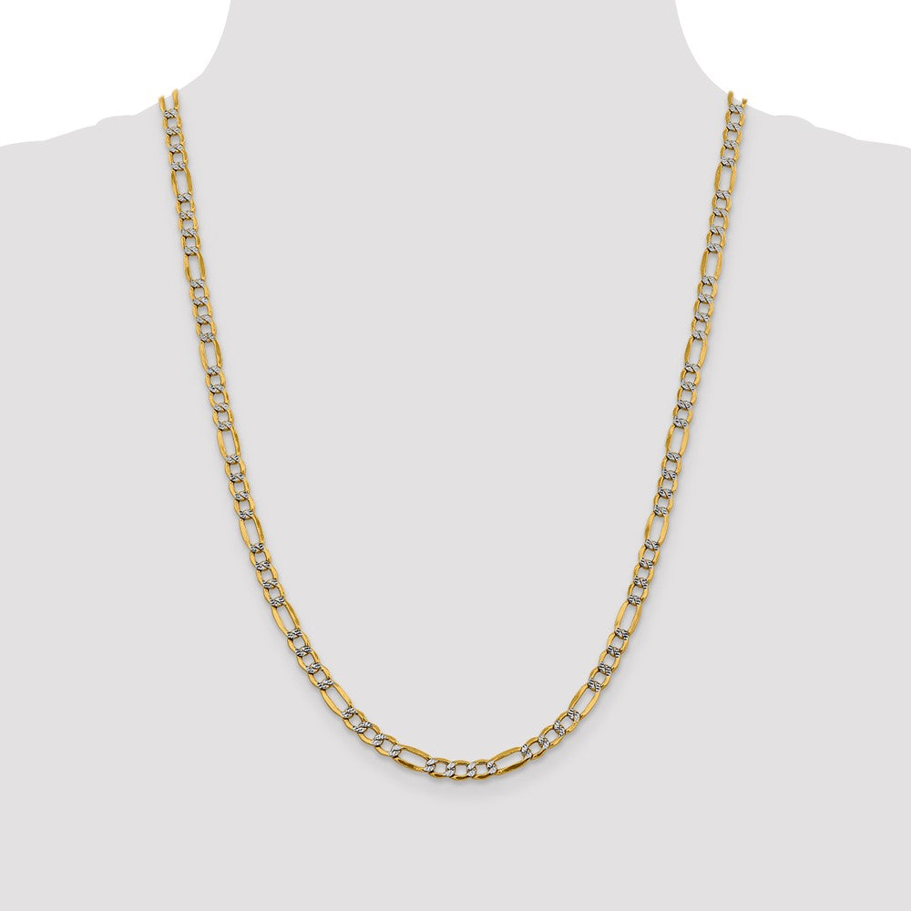 14k 5.25mm Semi-solid with Rhodium PavÃ© Figaro Chain - Product Photo