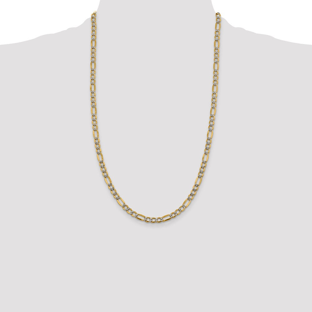 14k 5.25mm Semi-solid with Rhodium PavÃ© Figaro Chain - Product Photo