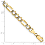 14k 5.25mm Semi-solid with Rhodium PavÃ© Figaro Chain - Product Photo