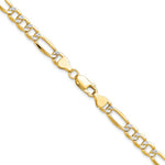 14k 6.5mm Semi-solid with Rhodium PavÃ© Figaro Chain - Product Photo