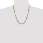 14k 6.5mm Semi-solid with Rhodium PavÃ© Figaro Chain - Product Photo