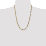 14k 6.5mm Semi-solid with Rhodium PavÃ© Figaro Chain - Product Photo