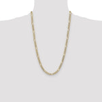 14k 6.5mm Semi-solid with Rhodium PavÃ© Figaro Chain - Product Photo