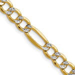 14k 6.5mm Semi-solid with Rhodium PavÃ© Figaro Chain - Product Photo