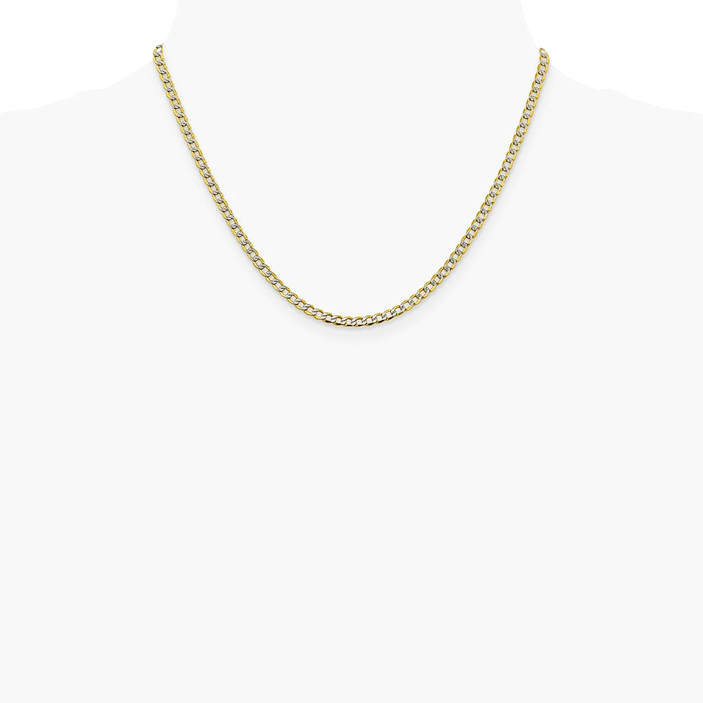 14K Yellow & RH 3.4 mm Semi-solid with RH Pavé Curb Chain Necklace 16"-24" - Product Photo