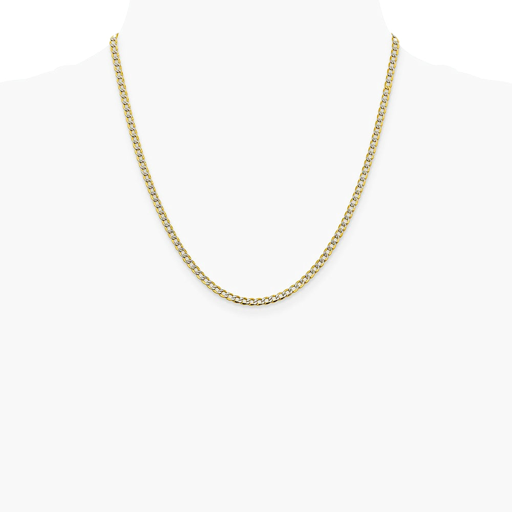 14K Yellow & RH 3.4 mm Semi-solid with RH Pavé Curb Chain Necklace 16"-24" - Product Photo