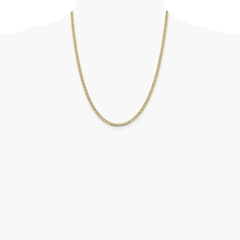 14K Yellow & RH 3.4 mm Semi-solid with RH Pavé Curb Chain Necklace 16"-24" - Product Photo