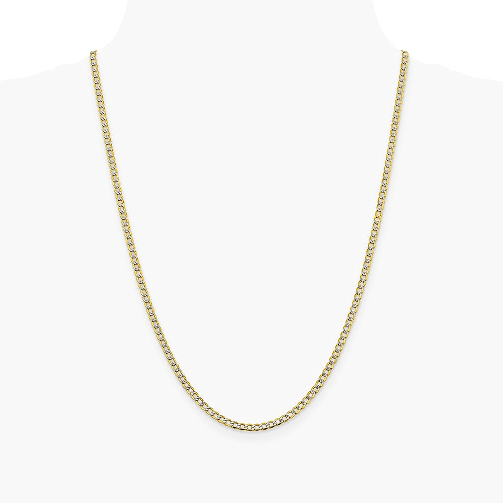 14K Yellow & RH 3.4 mm Semi-solid with RH Pavé Curb Chain Necklace 16"-24" - Product Photo