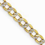 14K Yellow & RH 3.4 mm Semi-solid with RH Pavé Curb Chain Necklace 16"-24" - Product Photo