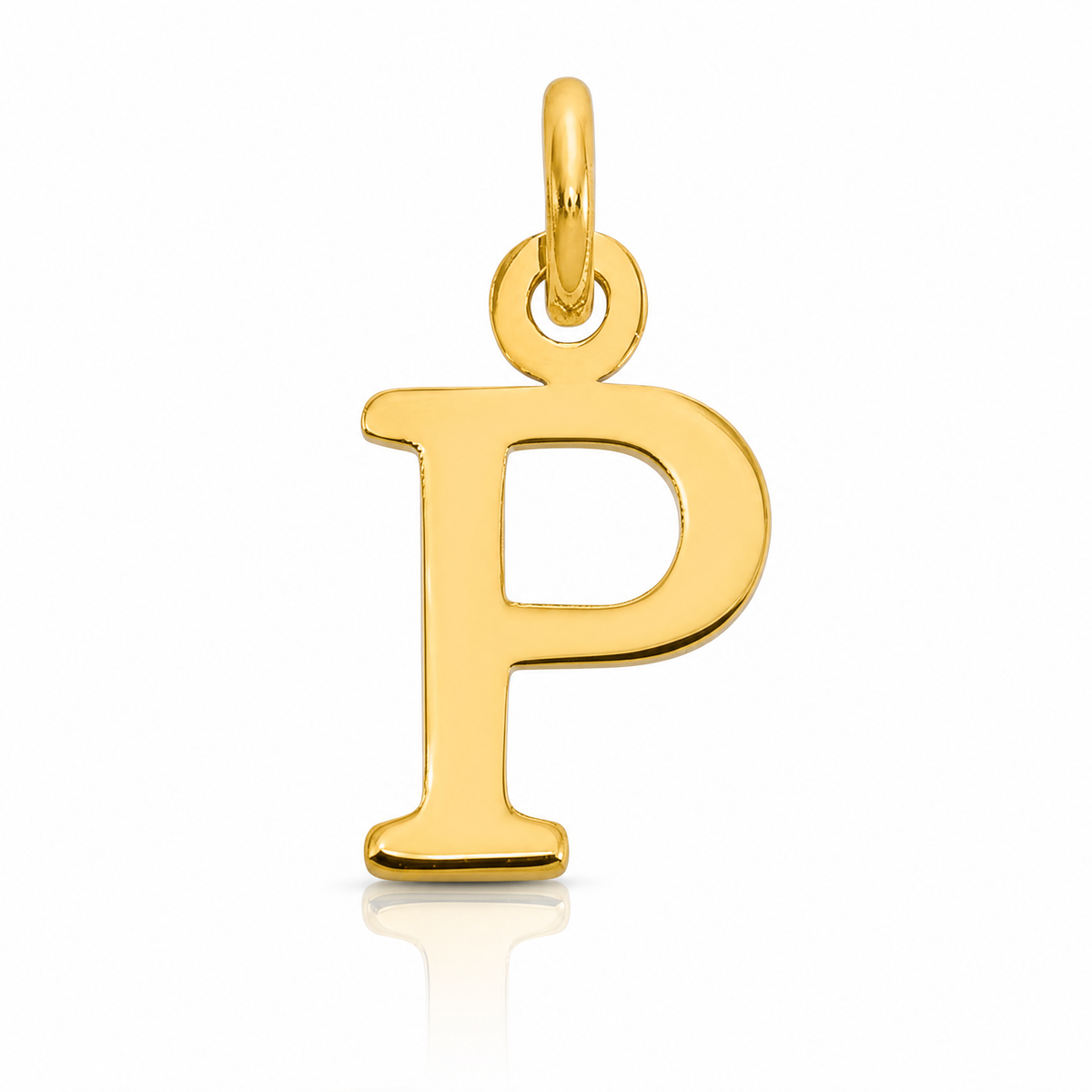 14ky Cutout Letter P Initial Pendant - Lifestyle View
