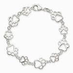 Sterling Silver Polished Paw Print Bracelet - Product Photo