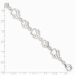 Sterling Silver Polished Paw Print Bracelet - Product Photo