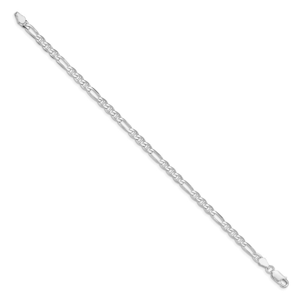 Sterling Silver Rhodium-plated 3.75mm Figaro Anchor Chain Bracelet 7"-8" - Product Photo
