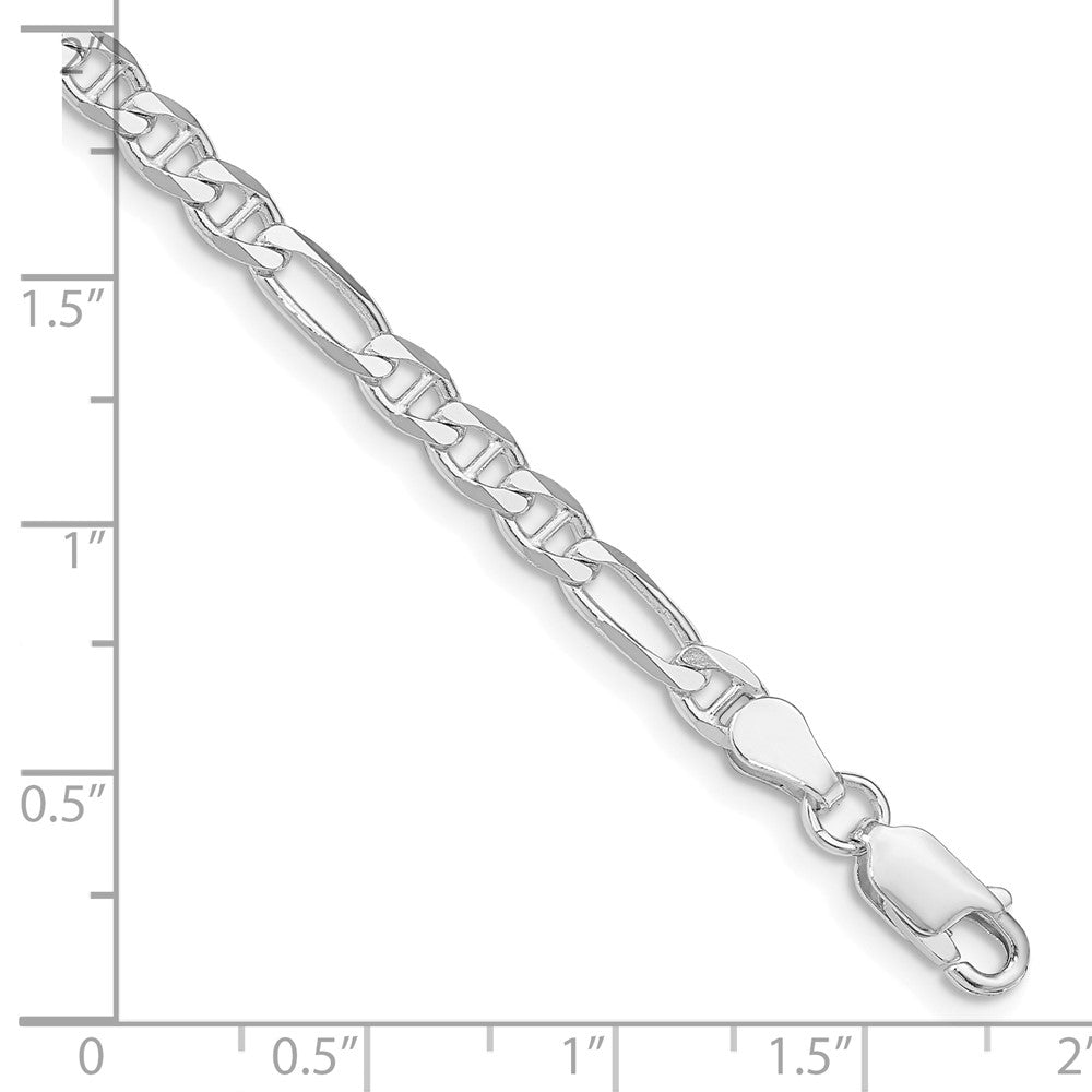 Sterling Silver Rhodium-plated 3.75mm Figaro Anchor Chain Bracelet 7"-8" - Product Photo