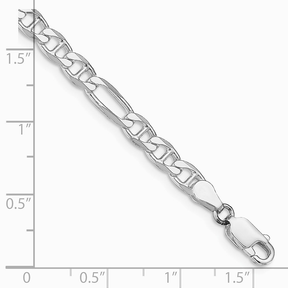 Sterling Silver Rhodium-plated 4.5mm Figaro Anchor Chain Bracelet 7"-8" - Product Photo