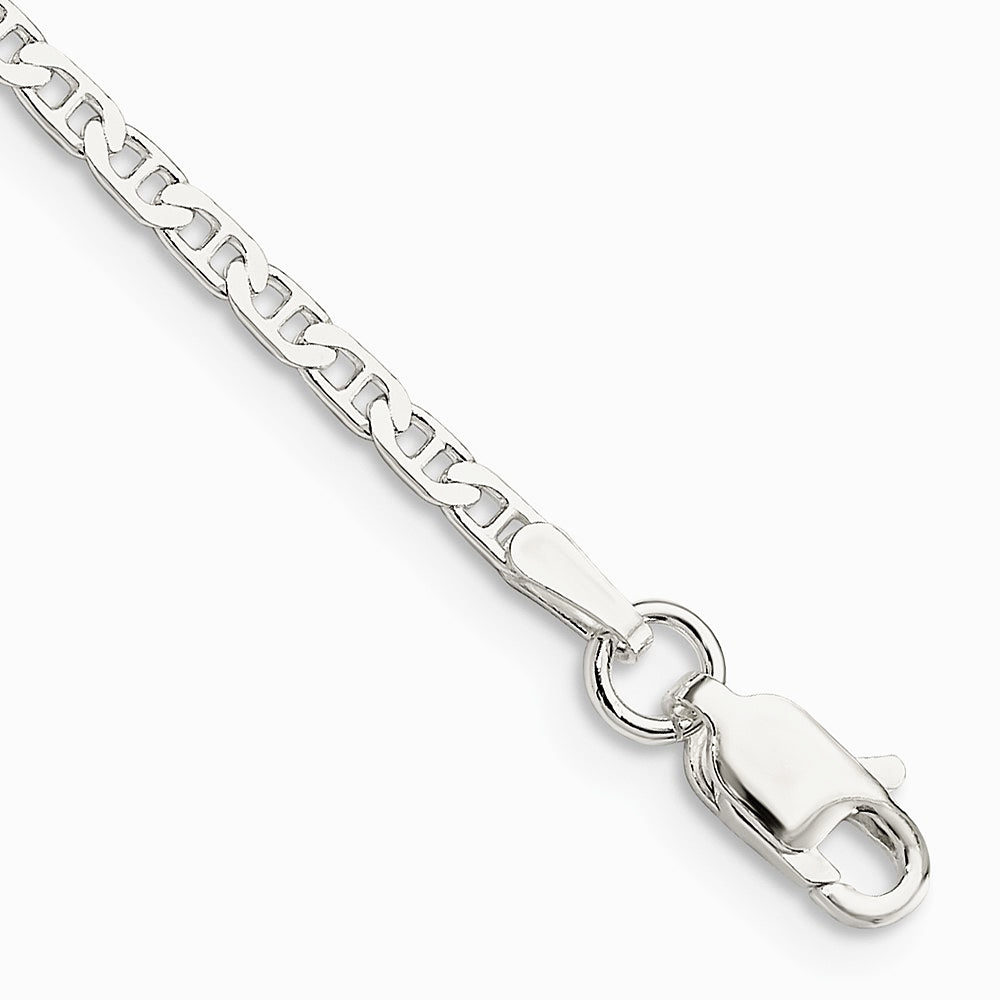 Sterling Silver 2.1mm Flat Anchor Chain Anklet Bracelet 7"-10"