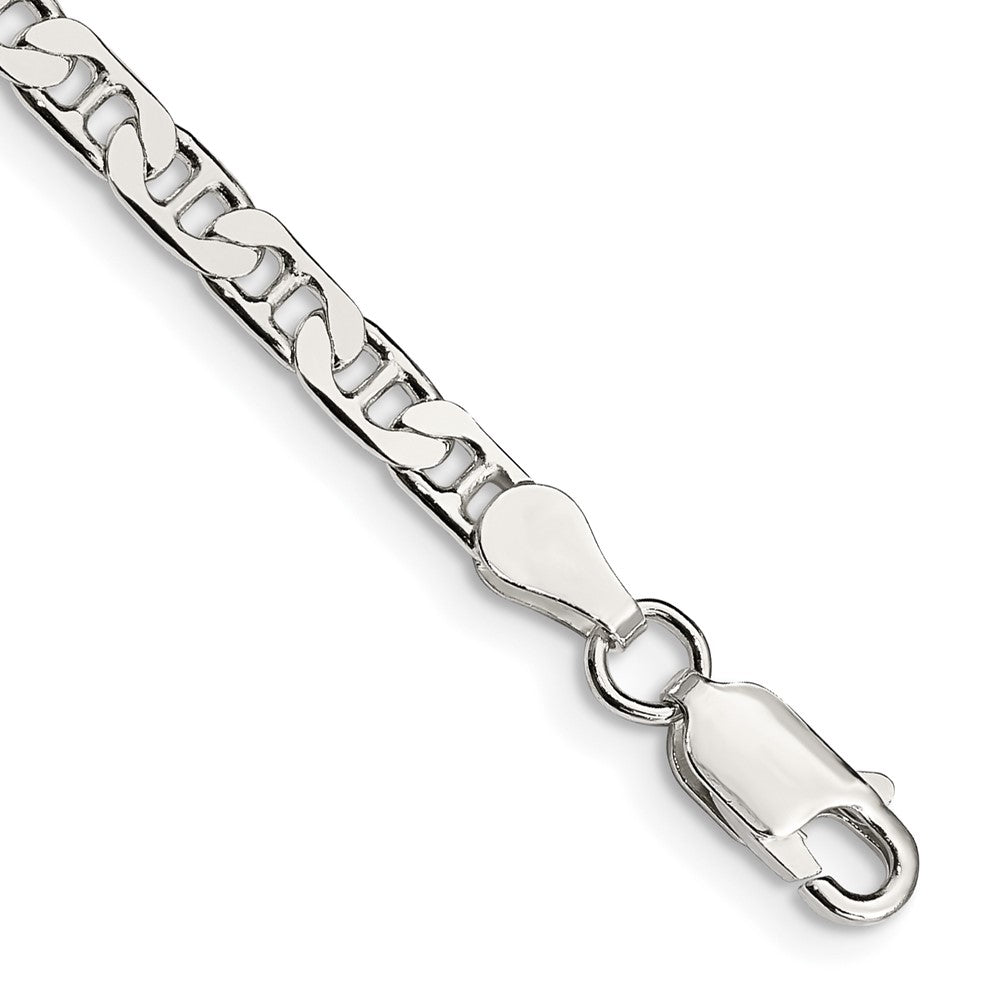 Sterling Silver 3.75mm Flat Anchor Chain Bracelet 7"-9" - Product Photo