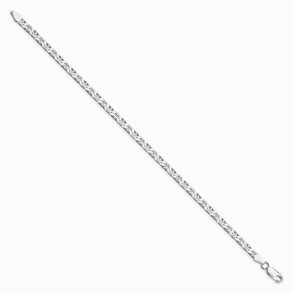 Sterling Silver Rhodium-plated 3.75mm Flat Anchor Chain Bracelet 7"-8" - Product Photo