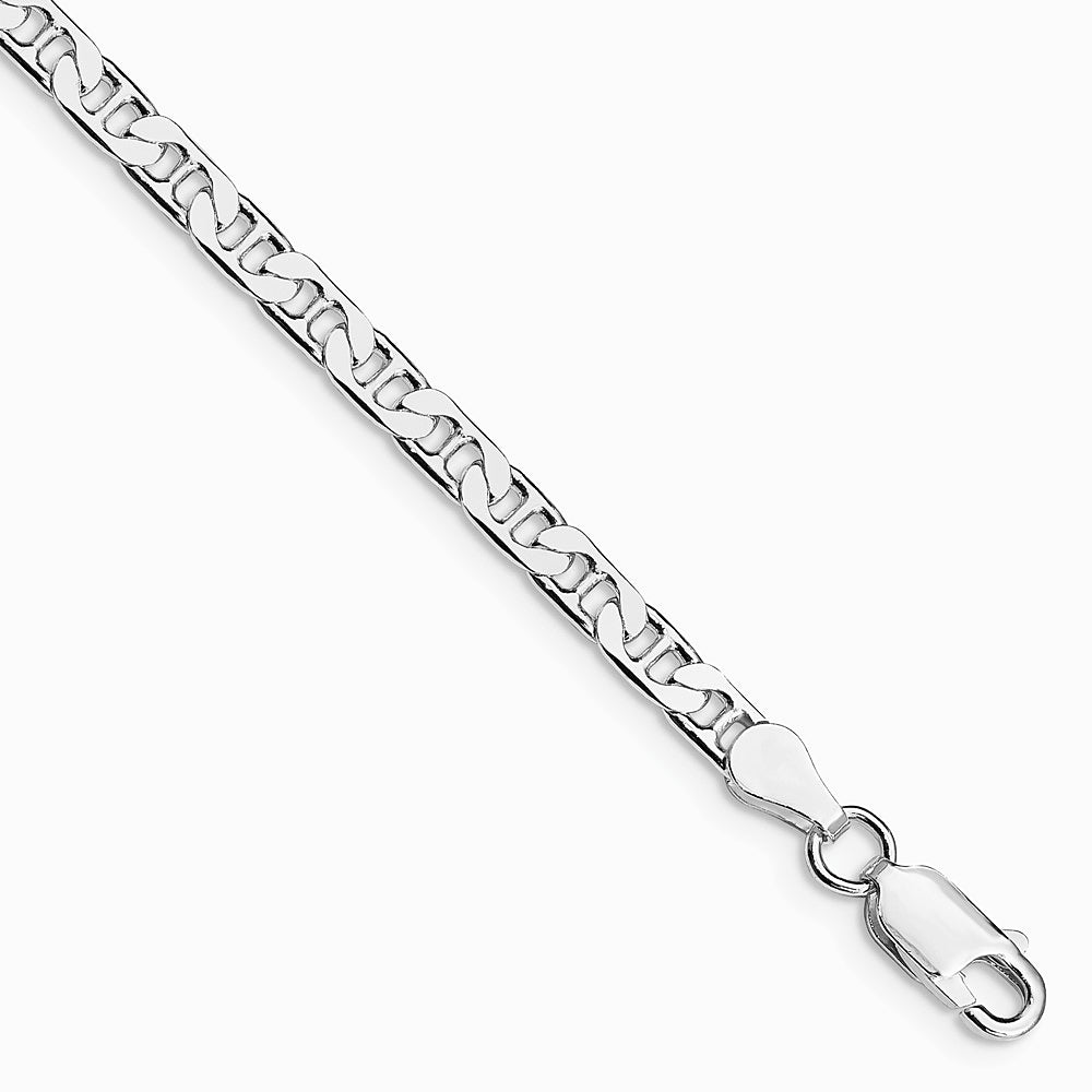 Sterling Silver Rhodium-plated 3.75mm Flat Anchor Chain Bracelet 7"-8"