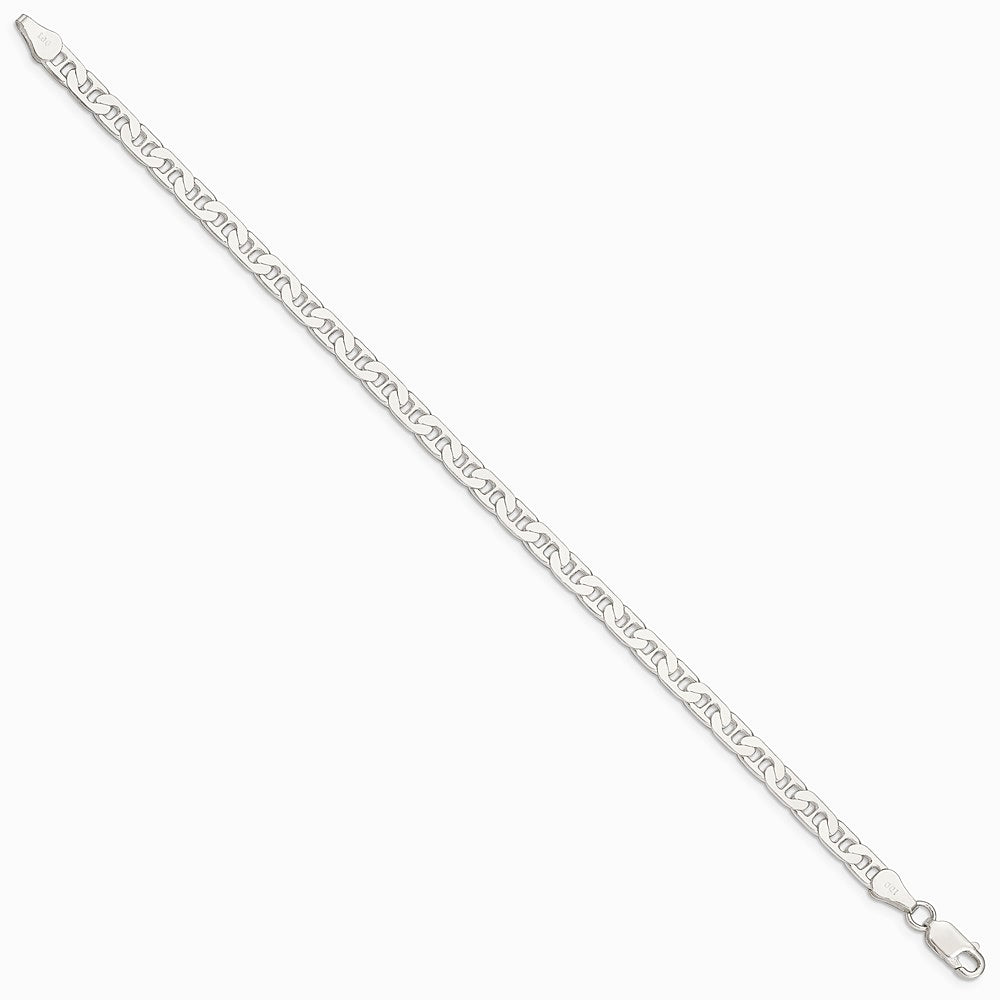 Sterling Silver 4.5mm Flat Anchor Chain Bracelet 7"-9" - Product Photo