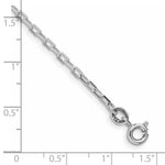 Sterling Silver RH-plated 2.2mm Diamond-cut Long Link Cable Chain Bracelet 7"-8" - Product Photo