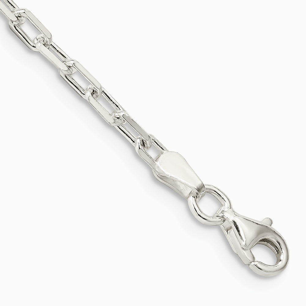 Sterling Silver 2.9mm Diamond-cut Long Link Cable Chain Bracelet 7"-8" - Product Photo