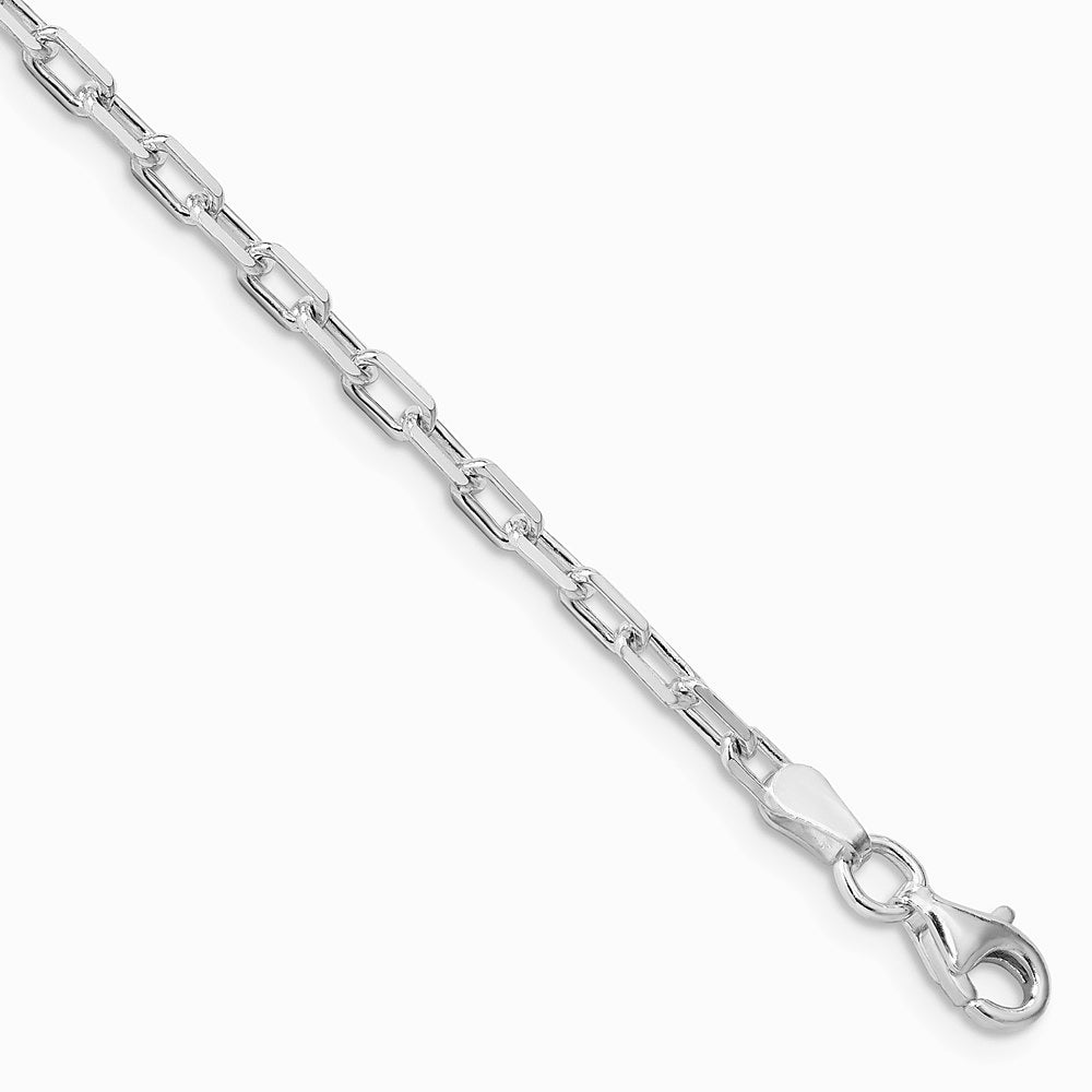 Sterling Silver RH-plated 2.9mm Diamond-cut Long Link Cable Chain Bracelet 7"-8" - Product Photo