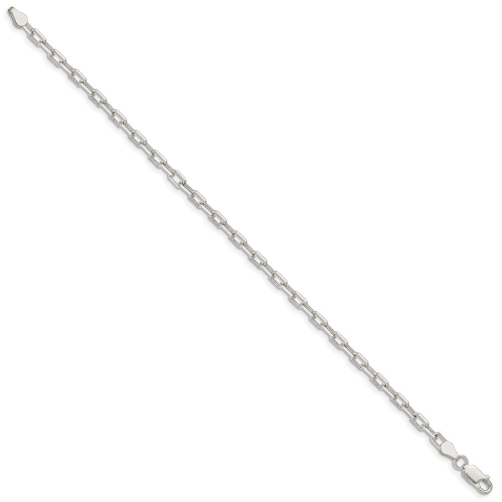 Sterling Silver 3.75mm Diamond-cut Long Link Cable Chain Bracelet 7"-8" - Product Photo