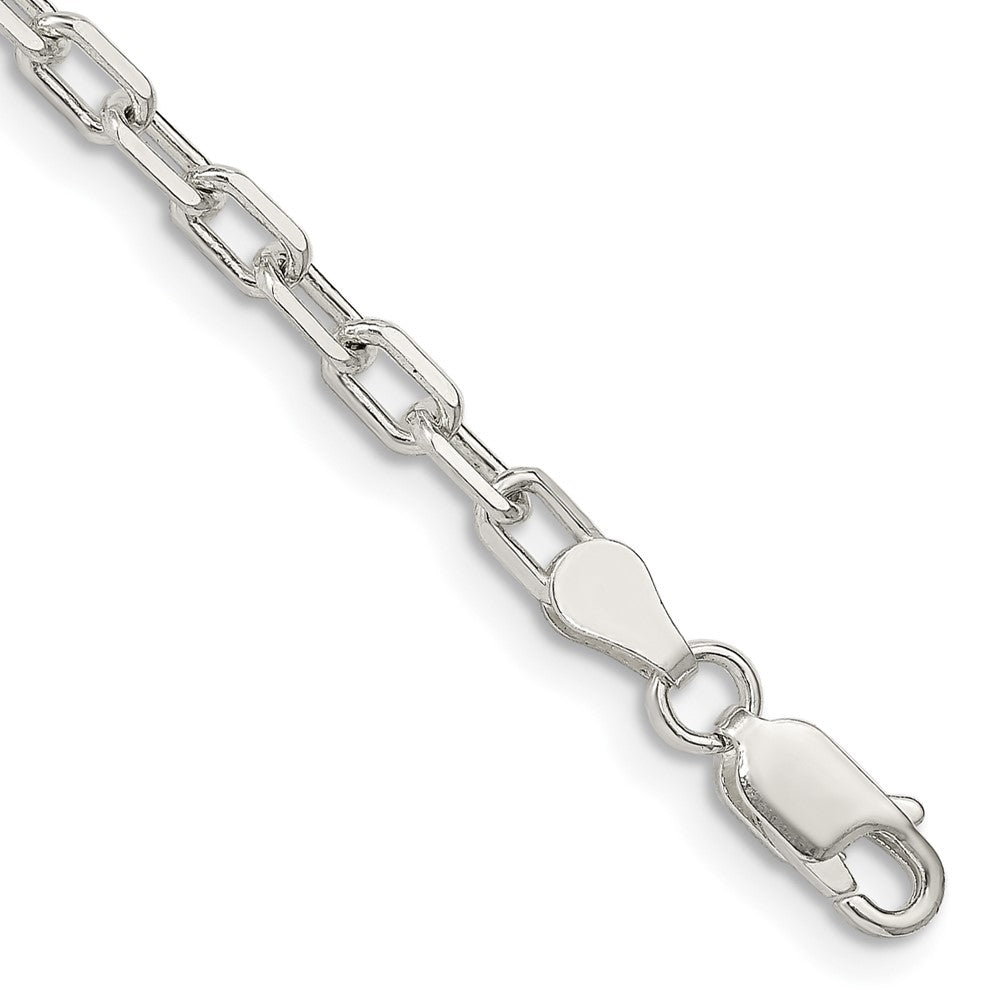 Sterling Silver 3.75mm Diamond-cut Long Link Cable Chain Bracelet 7"-8" - Product Photo