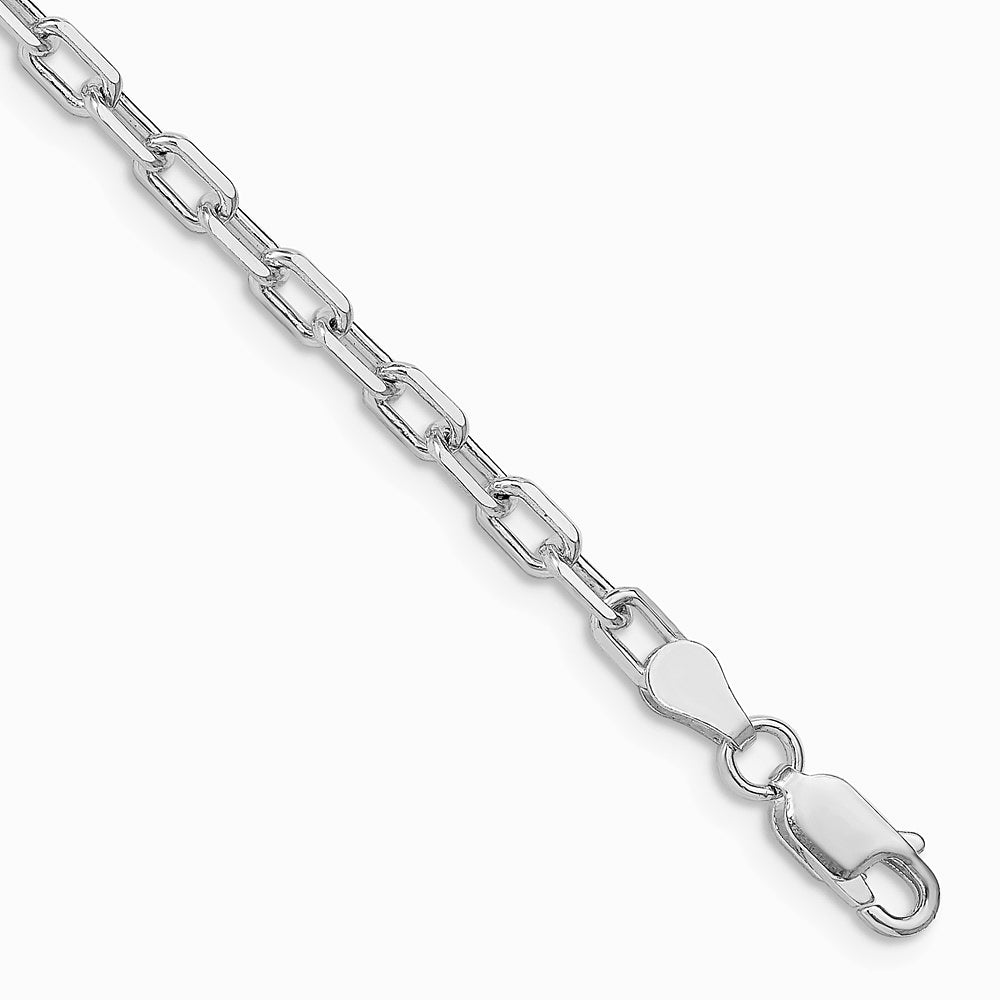 Sterling Silver RH-plated 3.75mm Diamond-cut Long Link Cable Chain Bracelet 7"-8"