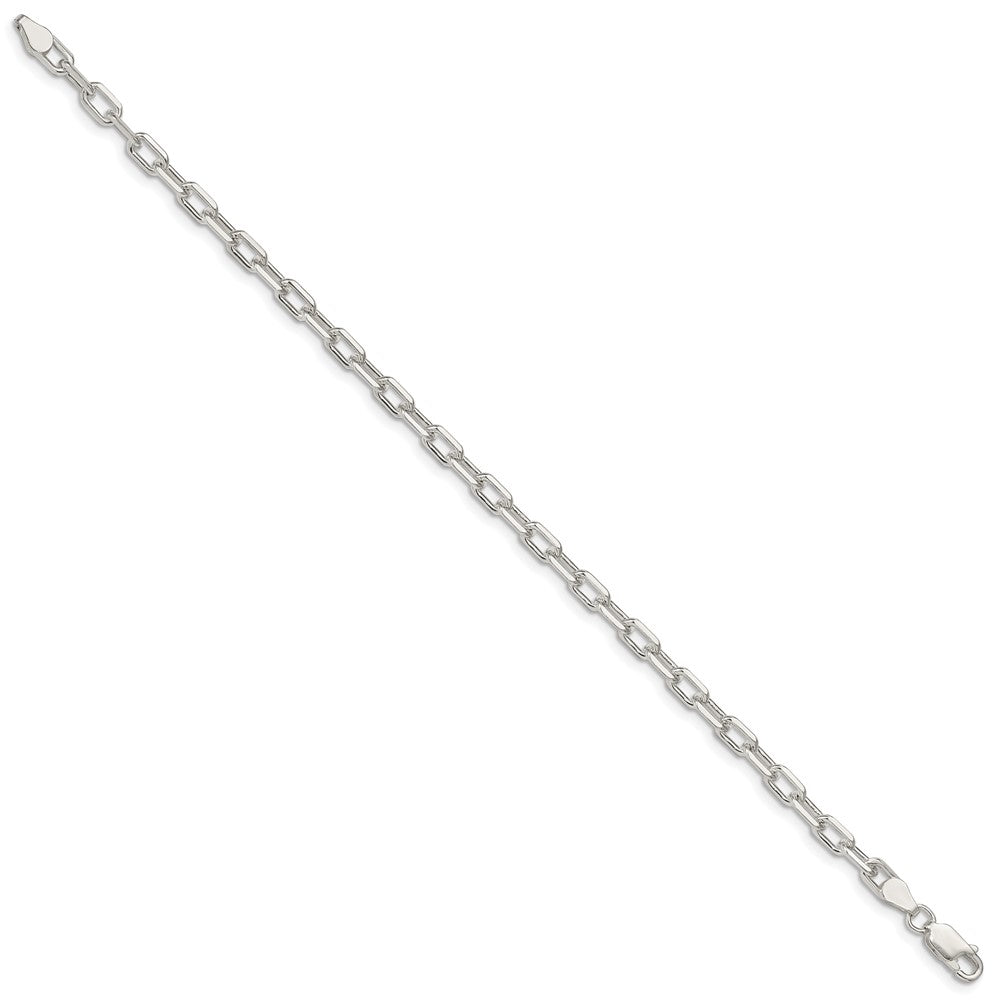 Sterling Silver 4.5mm Diamond-cut Long Link Cable Chain Bracelet 7"-8" - Product Photo