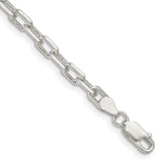 Sterling Silver 4.5mm Diamond-cut Long Link Cable Chain Bracelet 7"-8" - Product Photo