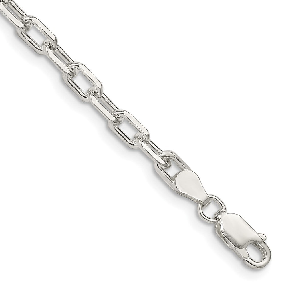 Sterling Silver 4.5mm Diamond-cut Long Link Cable Chain Bracelet 7"-8" - Product Photo