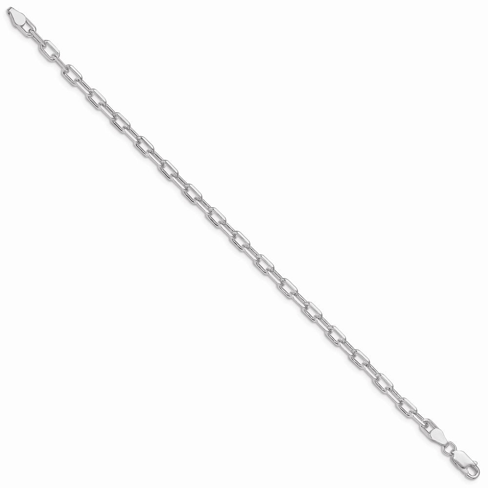 Sterling Silver RH-plated 4.5mm Diamond-cut Long Link Cable Chain Bracelet 7"-8" - Product Photo