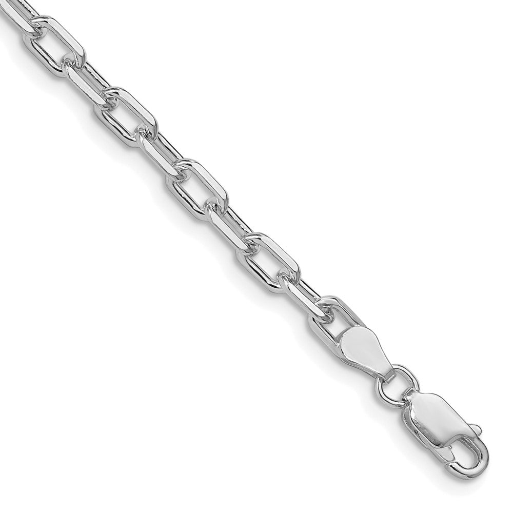 Sterling Silver RH-plated 4.5mm Diamond-cut Long Link Cable Chain Bracelet 7"-8" - Product Photo