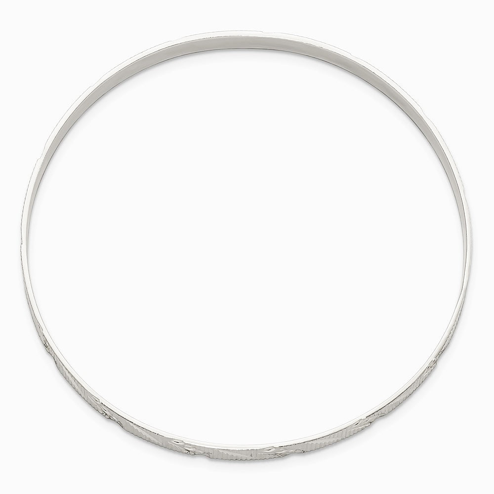 Sterling Silver 5mm Diamond Cut Slip-on Bangle - Product Photo
