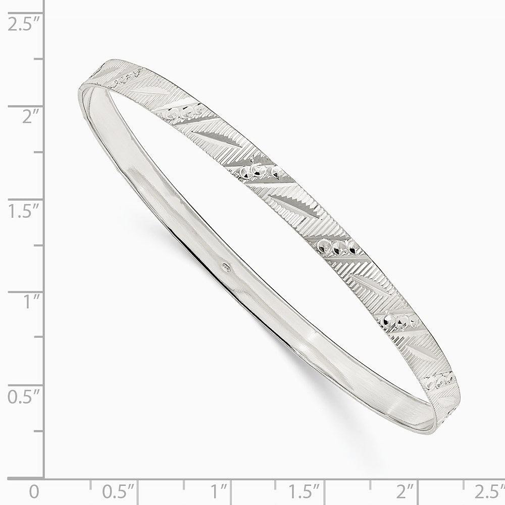 Sterling Silver 5mm Diamond Cut Slip-on Bangle - Product Photo