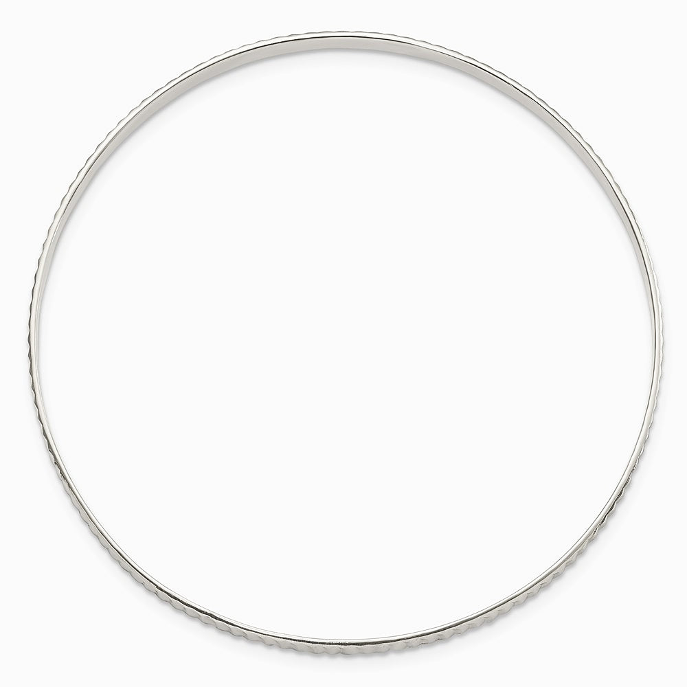 Sterling Silver Diamond Cut Slip-on Bangle - Product Photo