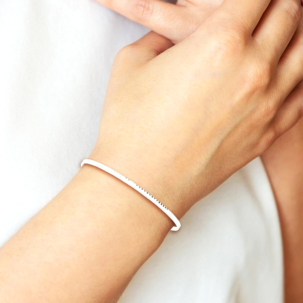 Sterling Silver Diamond Cut Slip-on Bangle - Product Photo