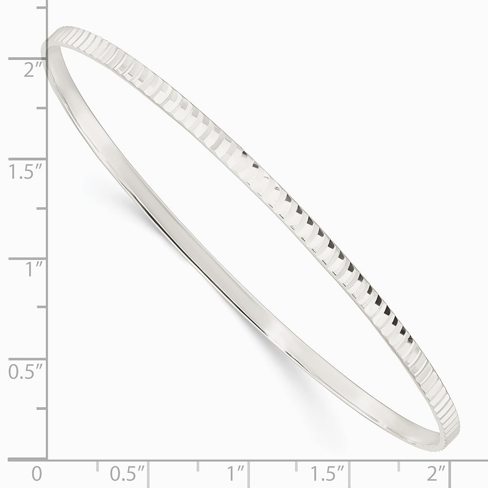 Sterling Silver Diamond Cut Slip-on Bangle - Product Photo