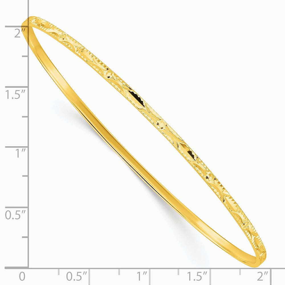 Sterling Silver Gold-tone Diamond Cut Slip-on Bangle - Product Photo